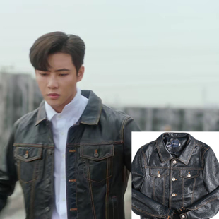 暮色心迹霍烬炎代高政同款痞帅洋气机车夹克外套修身排扣PU皮衣男