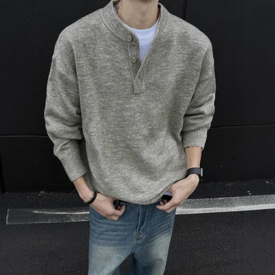 现在就出发王安宇同款美式领毛衣男秋冬季感老钱风针织衫线衣外套