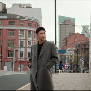 冬至江成屹黄景瑜同款灰色毛呢大衣男款冬季过膝呢子外套休闲风衣