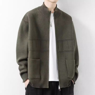 现在就出发陈伟霆王安宇同款立领针织衫春秋宽松毛衣老钱风外套男