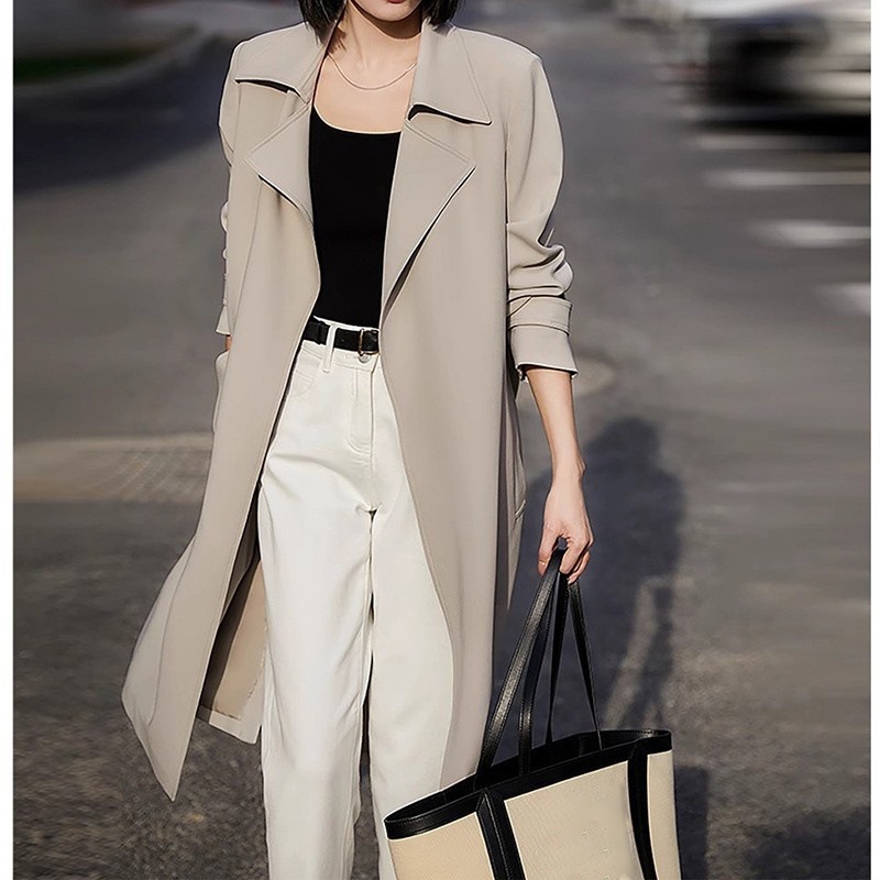 新闻女王文慧心佘诗曼同款外套女中长款三醋垂顺打理百搭长袖风衣