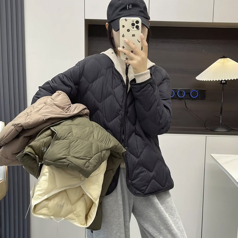 一路繁花宁静张柏芝同款高级轻型羽绒服秋冬菱格休闲夹克外套女