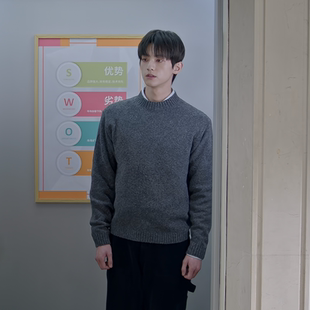 骄阳似我宋威龙庄序赖伟明同款圆领毛衣男冬慵懒软糯针织衫打底衫