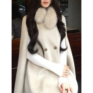 骄阳似我聂曦光赵今麦同款双面呢斗篷毛呢外套女秋冬短款呢子大衣