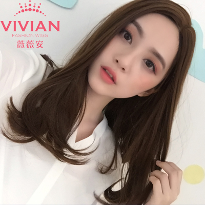 薇薇安假發女長卷發長直發自然逼真手織中偏分無劉海假發VZ158