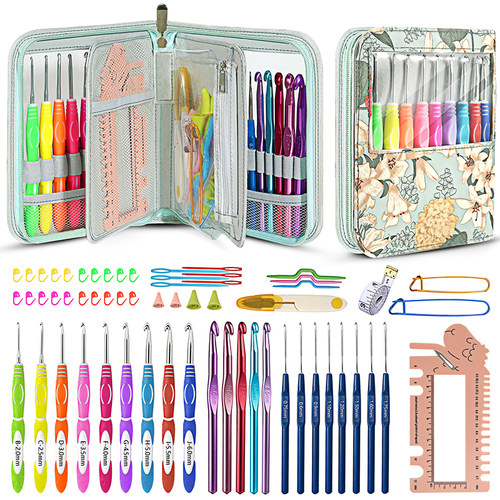 新款硅胶手柄钩针彩色氧化铝蕾丝