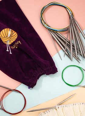 朗恩不锈钢环形针编织工具毛衣针毛线织针手工循环棒针80cm套装