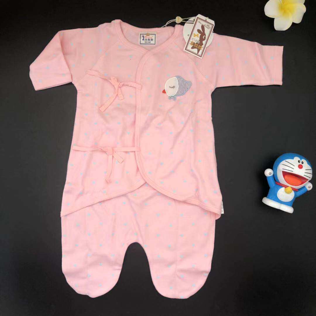衣拉拉新生儿心心结闭档蝴蝶衣爬服连身衣52-59
