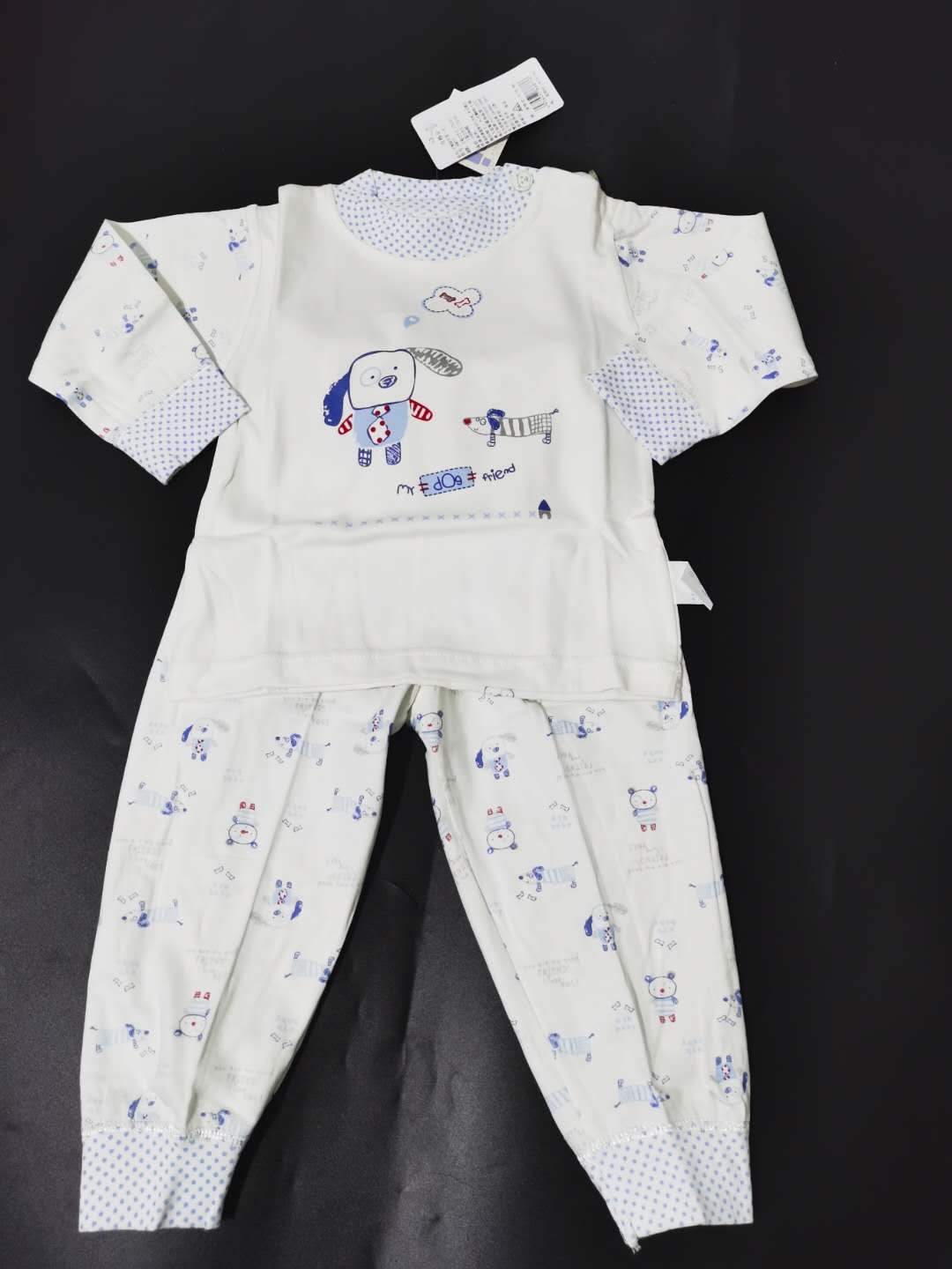 特价品牌童装男童女童中领肩开套装秋衣秋裤套装纯棉73、100码