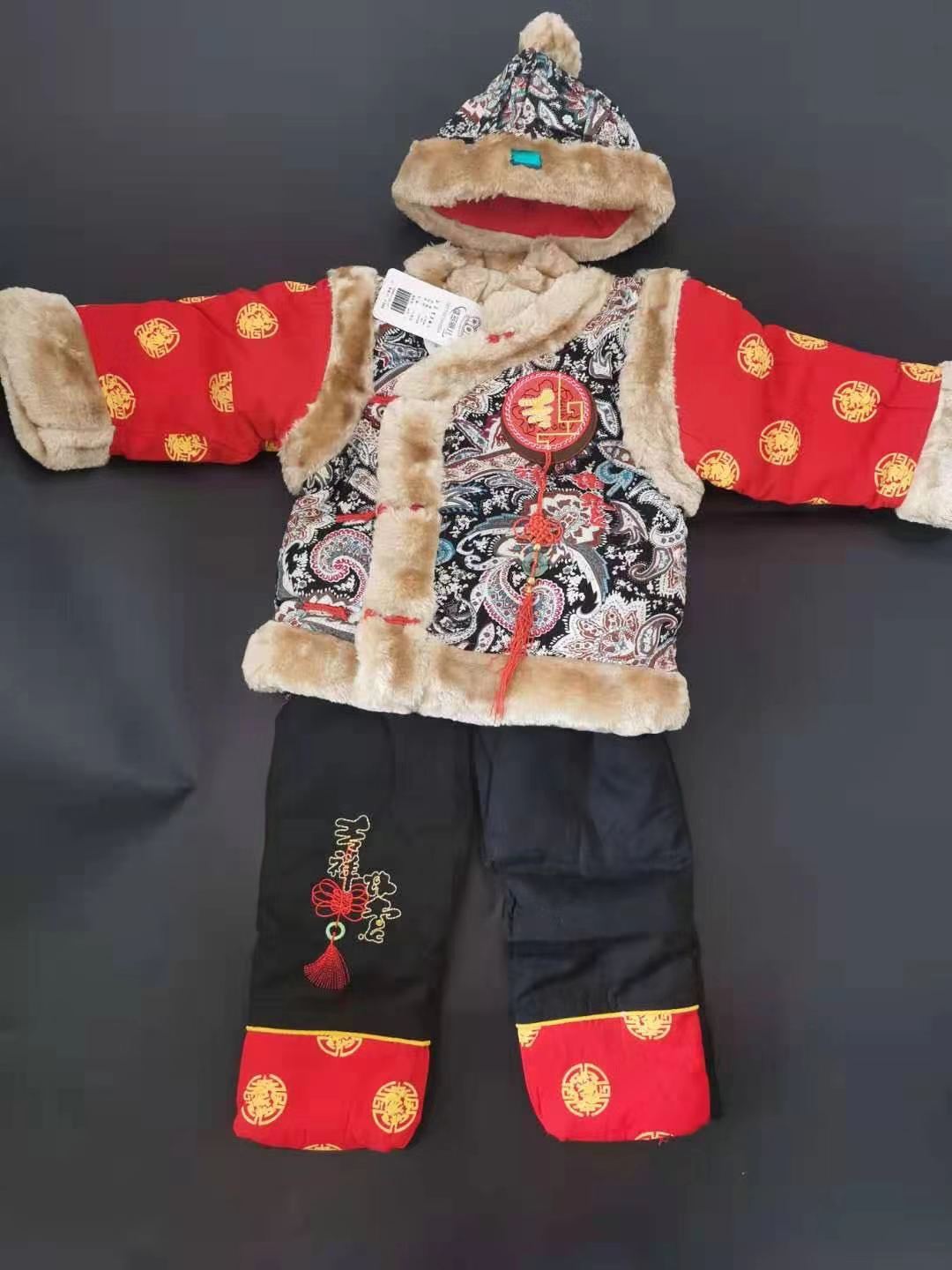 男童冬装婴儿冬季拜年服棉服男宝宝唐装1-2周岁礼服非常厚实
