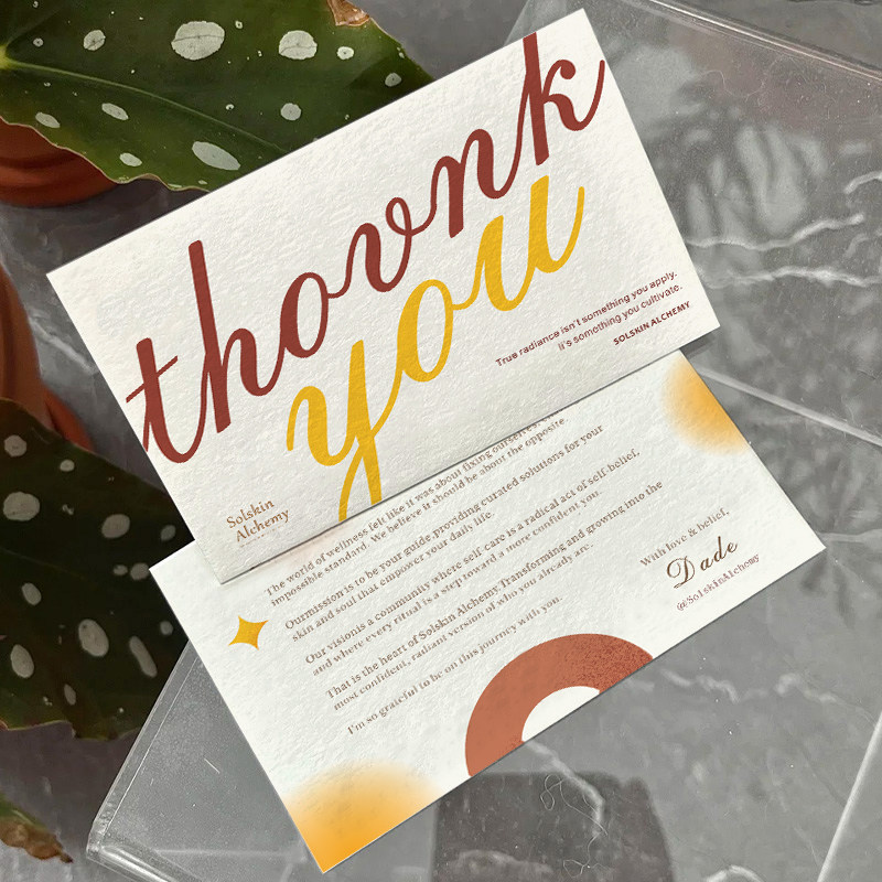 售后卡片定制包裹感谢硬卡纸名片制作快递服务thankyou特种纸打印