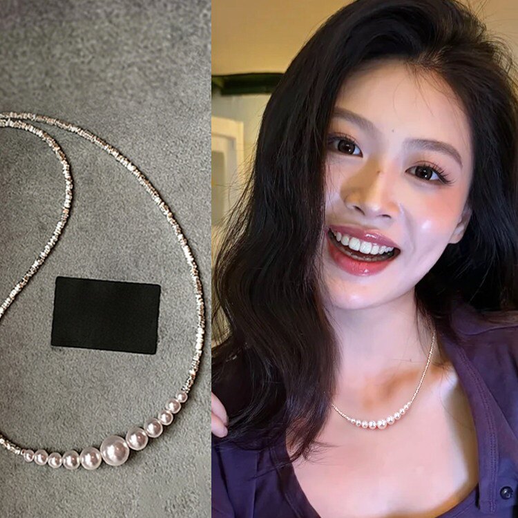 小众碎银珍珠锁骨链女2026新款