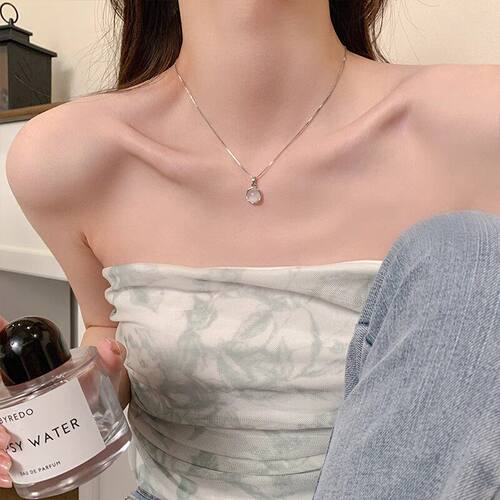 小众月光石轻奢锁骨链女