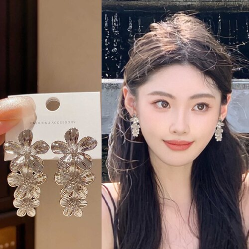 小众法式复古花朵螺旋无耳洞耳夹