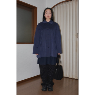 韩国品牌pesto_26春款深色褶皱外套长袖翻领休闲风纽扣短外套