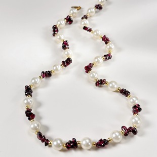 珍珠石榴石项链珠串简约21颗珍珠象征爱你中古首饰古着vintage