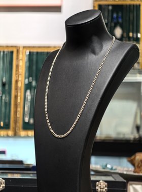 意大利A.G.M原厂925纯银侧身古巴链，ITALY+925双钢印齐全