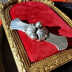 墨西哥银都980纯银手工大别针胸针厚重老银西洋古董银器古着中古