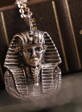 埃及法老图坦卡蒙美国手作925纯银项链吊坠一套西洋中古首饰古着