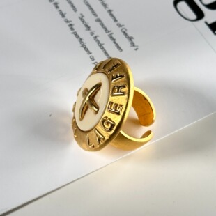 西洋古董银器vintage中古首饰海外回流复古风金色开口戒指