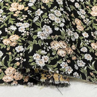复古法式小碎花提花布料 春秋连衣裙女装服装化妆包手工DIY布料