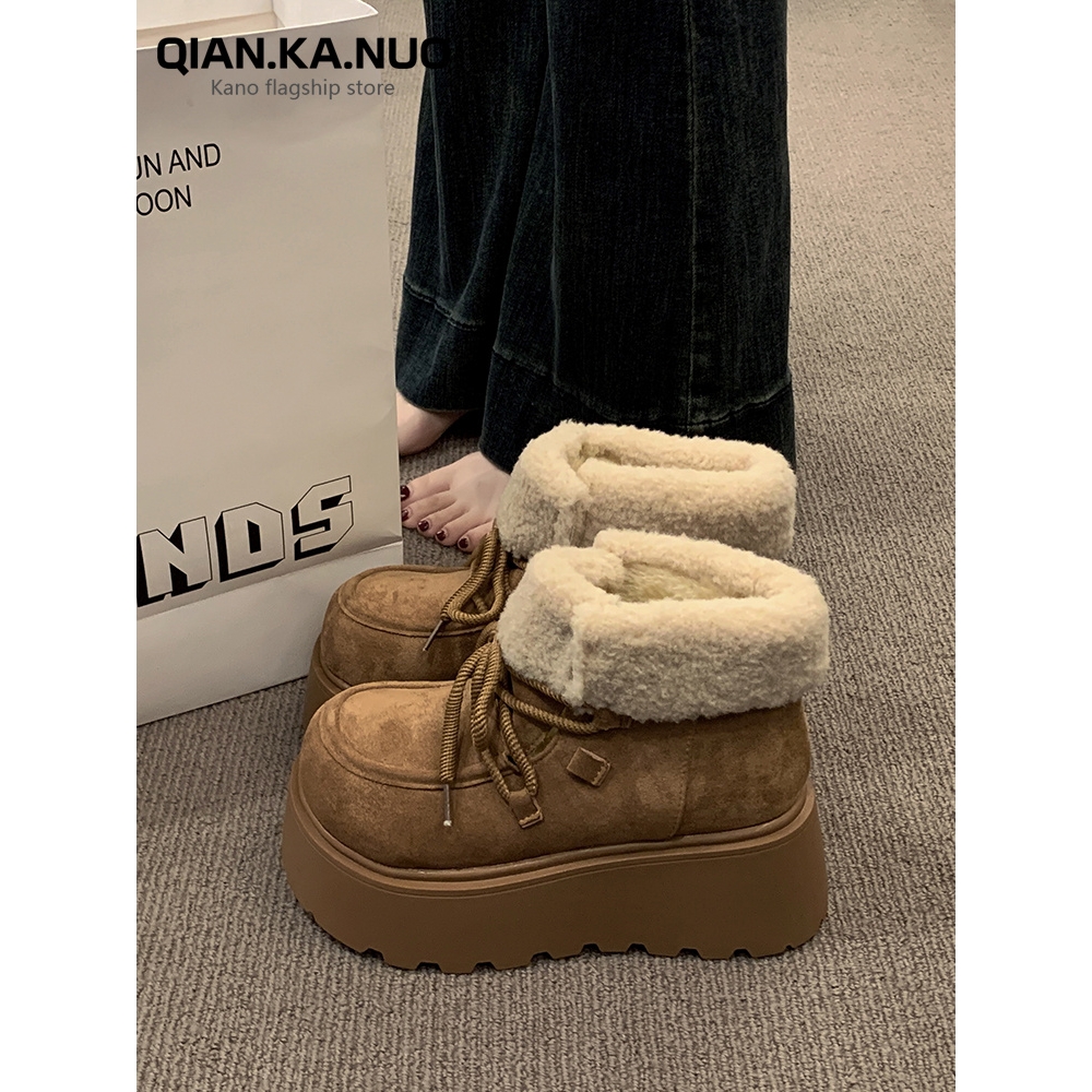 USA UGG复古短筒厚底雪地靴女款冬季新款2025加绒加厚增高新款a27