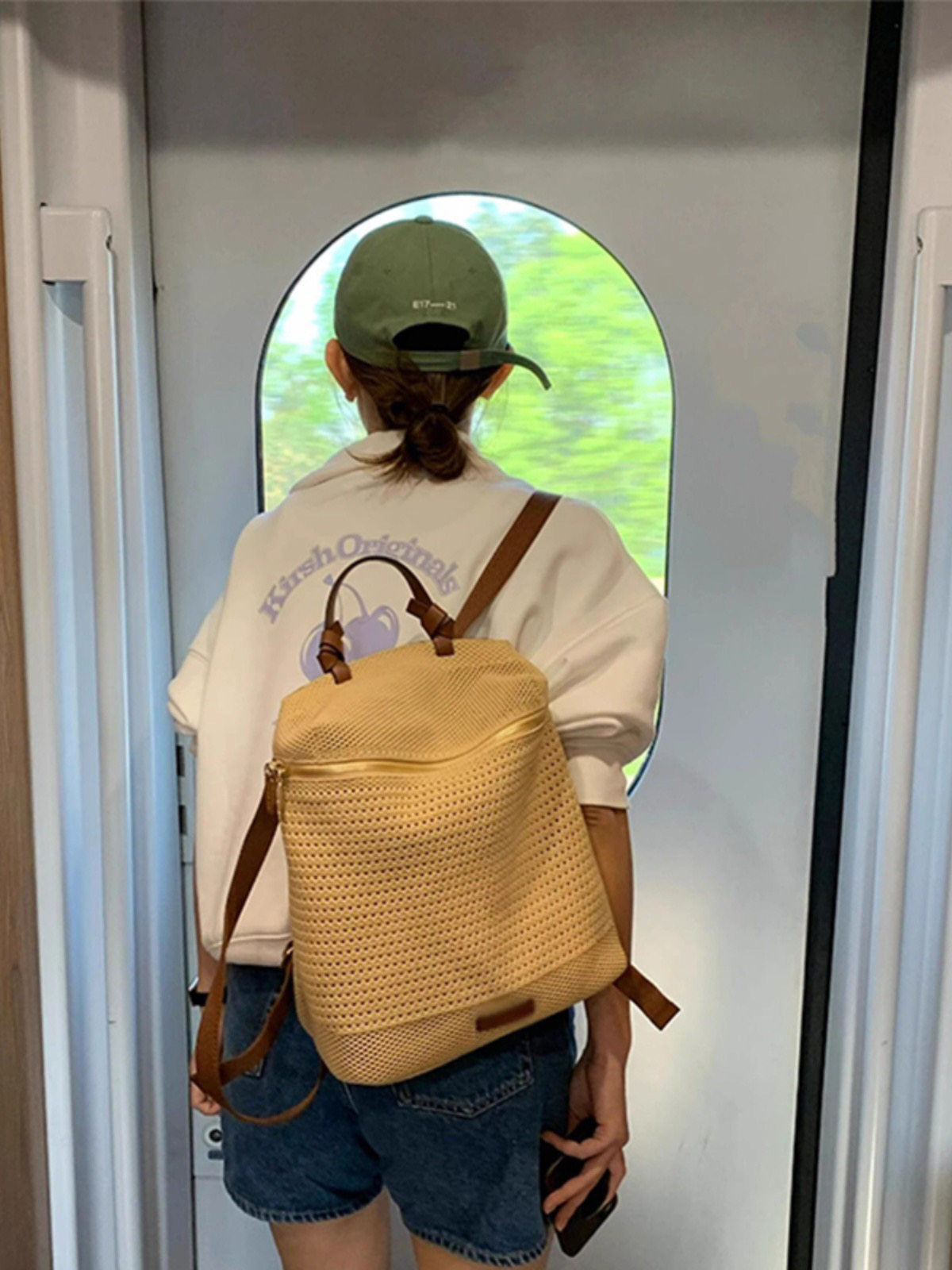 包南风品牌草编双肩包包女2024新款法式小众背包高级夏天通勤女包