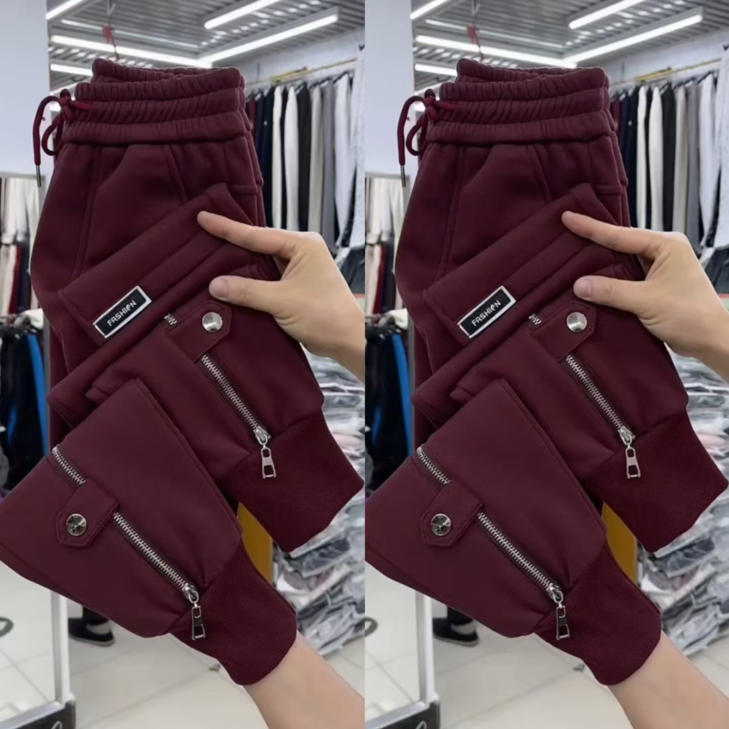 品质加绒宽松拉链设计卫裤