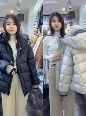 韩版高档中款连帽羽绒服