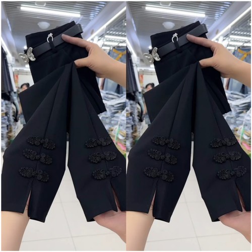 高腰显瘦弹力小脚九分小西裤女