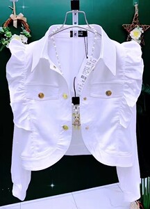 菲菲边拼接短款外套百搭小香风上衣翻领修身休闲外衣2024年秋新款