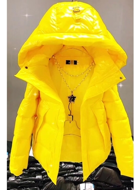 高品质亮面免洗羽绒棉服短款女士保暖外套25冬季连帽拉链棉袄棉衣