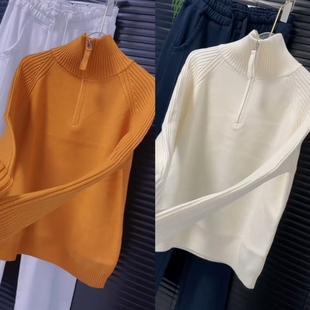 半拉链高领针织衫 宽松糖果色遮肉显瘦套头毛衣品质洋气上衣2026年