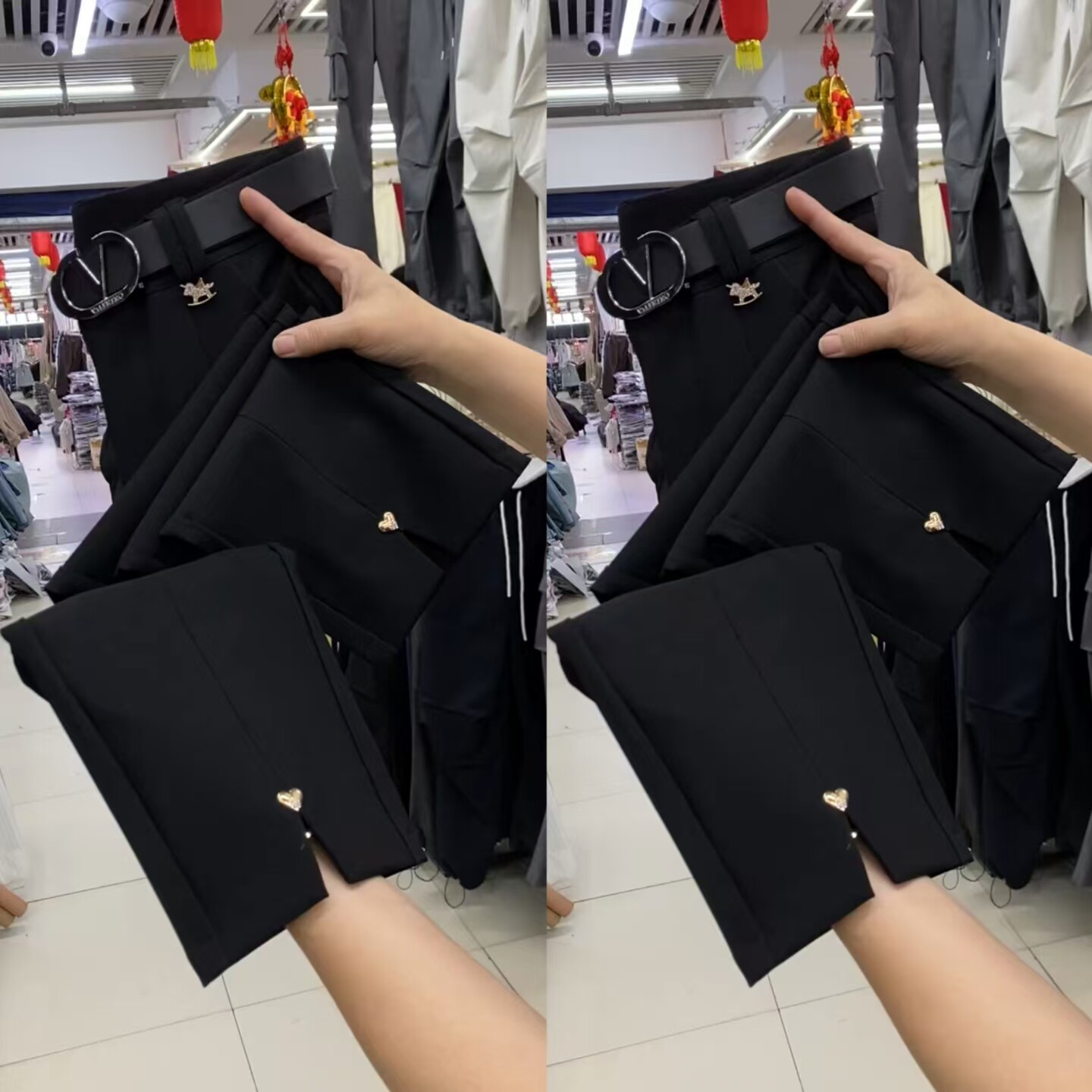 黑色高腰显瘦弹力西装裤女