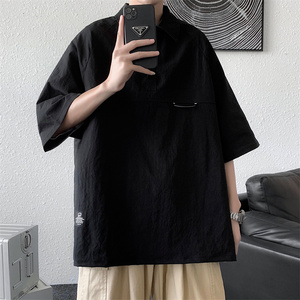 夏装复古短袖衬衫男工装宽松衬衣半袖 C301P40图片