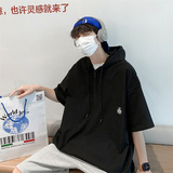 夏装连帽短袖宽松衬衫男防晒衬衣C302P45绿1，男装防晒衣，电商C323