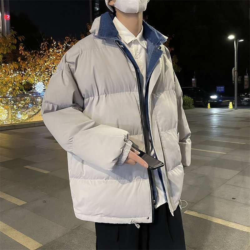 2025冬季牛仔假两件棉衣男大码棉服冬装潮流外套M2006P125，男装棉衣，电商C323