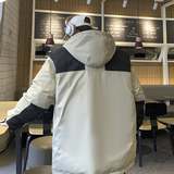 冬季刺绣拼色连帽宽松棉服冲锋衣冲锋棉衣外套M2009P135，男装夹克，电商C323