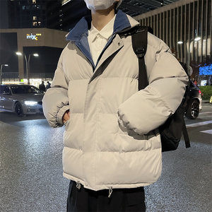 2025冬季牛仔假两件棉衣男大码棉服冬装潮流外套 M2006P125图片