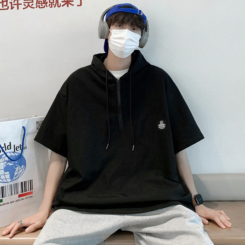 2025夏装连帽短袖宽松衬衫男防晒衬衣C302P45灰合,男装防晒衣,电商C323