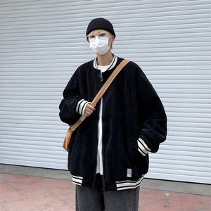 2025秋装男装灯芯绒棒球服潮流外套 JK81P70  黑色图片