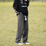 2025秋装口袋撞色直筒休闲裤男宽松显瘦长裤运动裤AKK38P55灰，女装休闲裤，电商C323