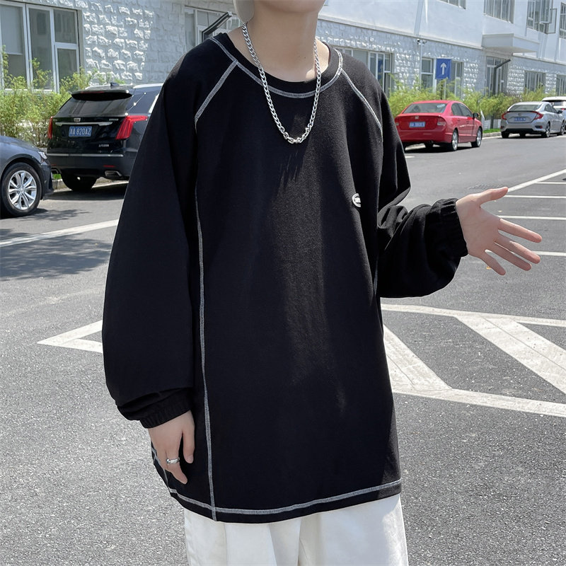 2025秋冬缉明线拼色圆领套头卫衣单衣男冬装打底衫 W2005P45图片