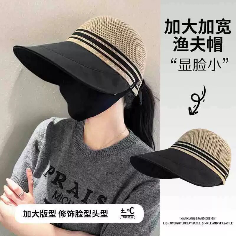 2025新款镂空透气防晒帽子女夏季户外大帽檐太阳帽时尚遮阳渔夫帽