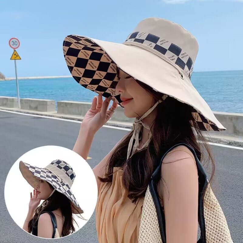 夏季高颜值帽子女夏防紫外线户外防晒遮阳休闲百搭女士太阳渔夫帽