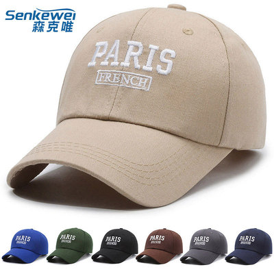 韩版PARIS软顶棒球帽子女春夏加宽百搭显脸小遮阳防晒鸭舌帽男