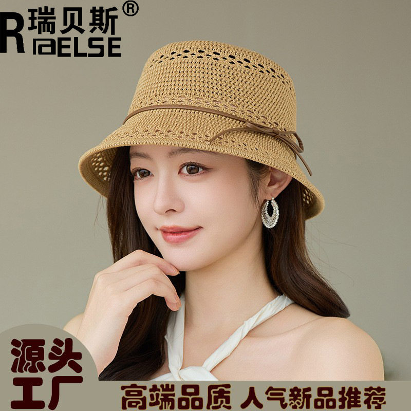 日系镂空渔夫帽女夏季韩版洋气百搭防晒太阳帽户外休闲沙滩遮阳帽