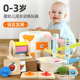 EDUcare0 3岁婴幼儿语言发展彩虹纺织筒宝藏球篮拼图木制早教玩具