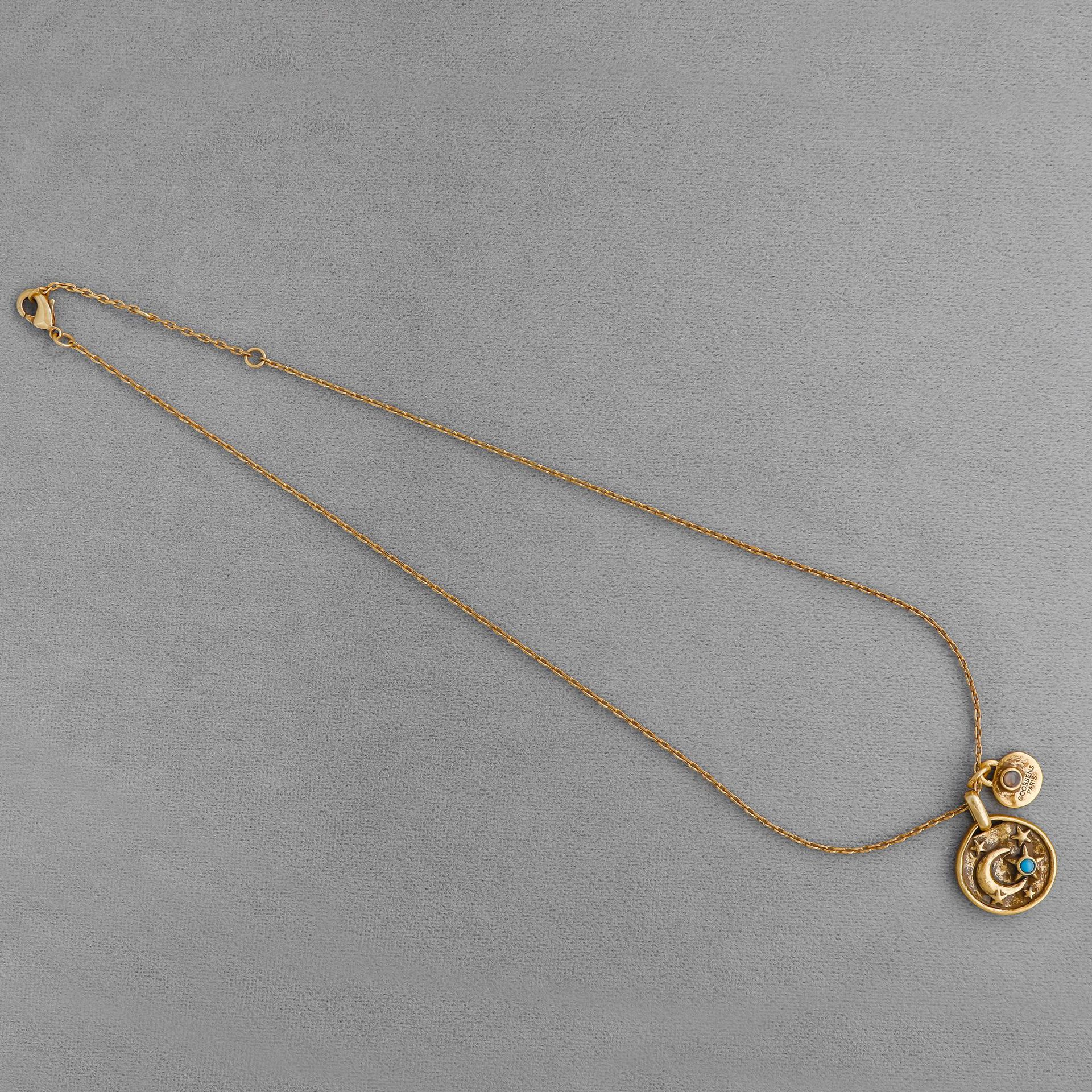 法国GOOS*家占星系列月亮项链 欧美复古小众蓝松石月牙护身符项链