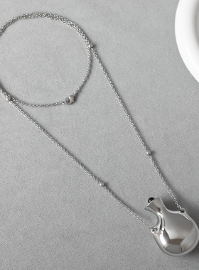 24年新款HABI香水瓶项链 轻奢简约高级感秋冬新款银色长款毛衣链